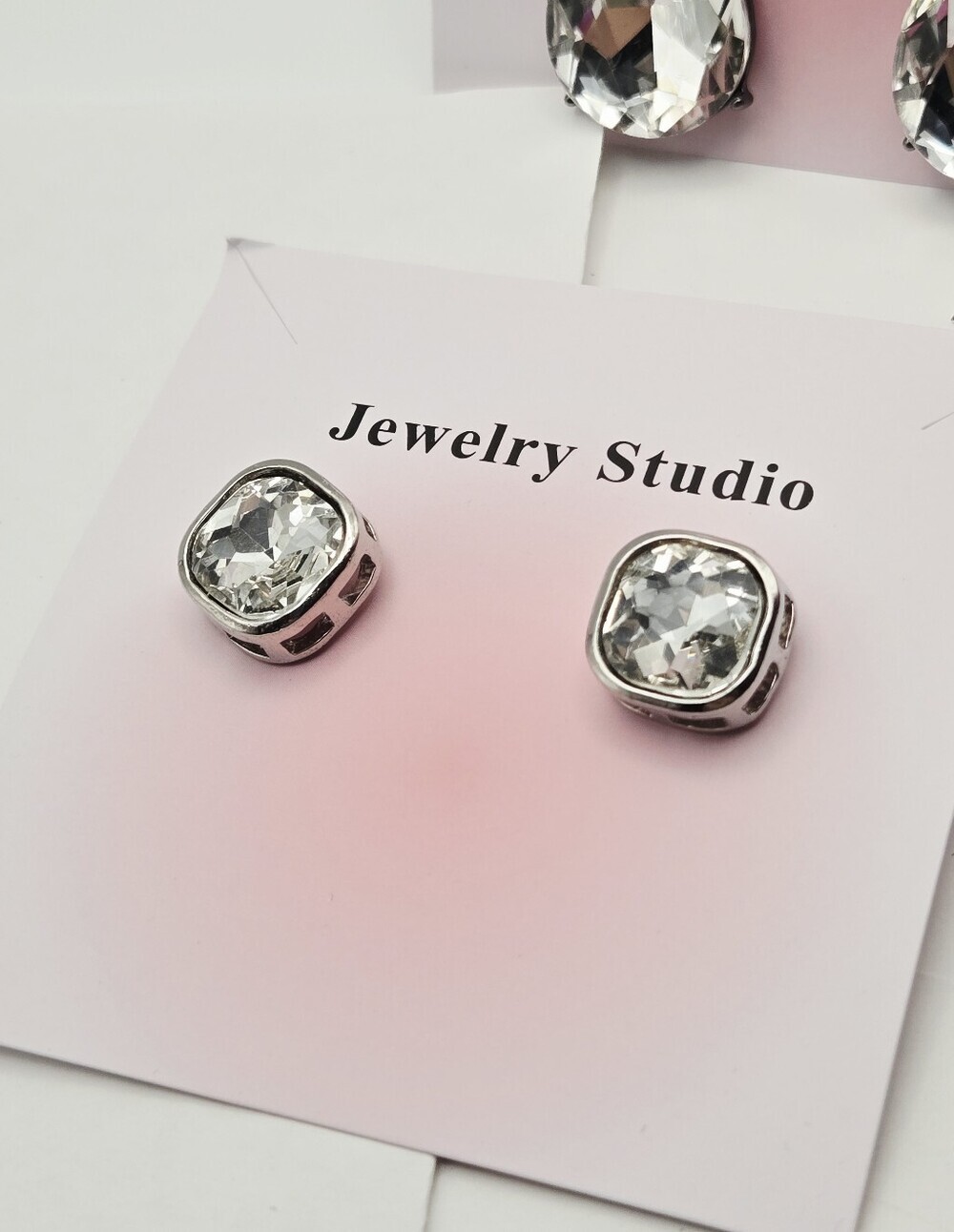 Fashion Jewelry Clear Teardrop Dangle & Clear Stud Glass Stone Earring Set Of 2 - Picture 15 of 16